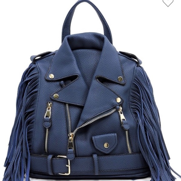 Motorcycle Jacket Fringe Backpack Purse - Picture 1 of 7